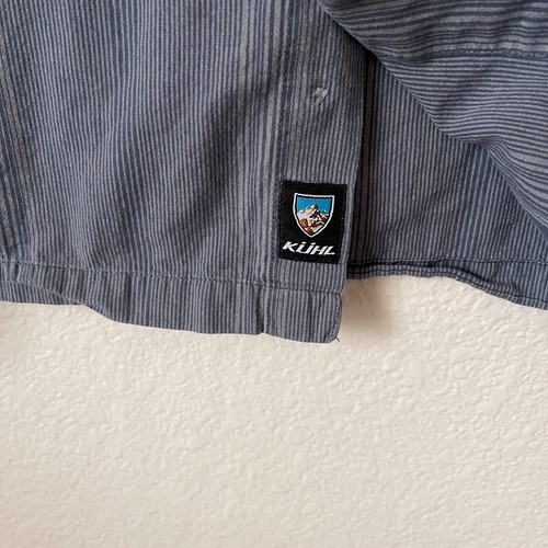 Kuhl Shirt Mens Large L Blue Striped Paisley Print Short Sleeve Casual Summer - Picture 4 of 8