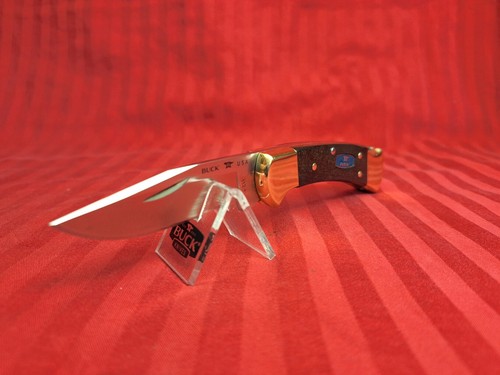 NEW BUCK 112 Brass S30V Long Straight Clip Steel Build Out Emblem Ebony Scales - Picture 4 of 11