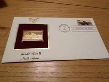 Postal Comm So. World War II No. Africa First Day of Issue w/gold stamp replica