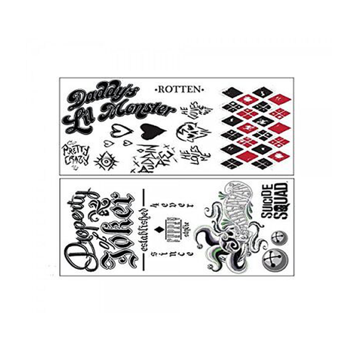 Adult Women's DC Comics Suicide Squad Harley Quinn Joker Temporary Tattoos - Picture 9 of 12