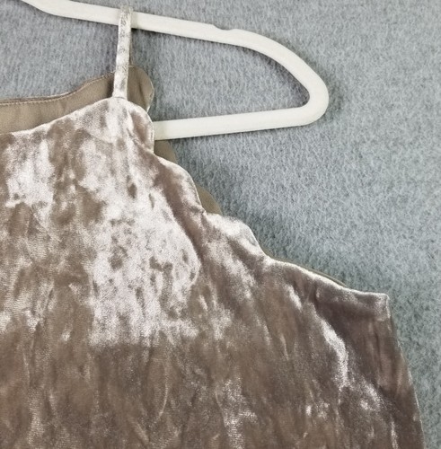 IN San Francisco Tank Top Women Medium M Taupe Crushed Velvet Sleeveless Stretch - Picture 3 of 12