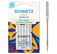 Sewing Machine Needles: Gold Embroidery: 90 14 : 5 Pieces