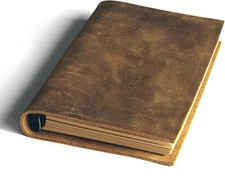 Fishkonw A6 Vintage Leather Journal Notebook,Small 6 Ring Refillable Leather Bin