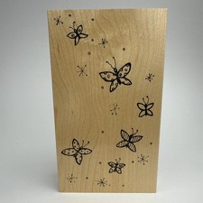 Great Impressions Butterflies  Sparkles Swirl Wood Rubber Stamp 3  x5  