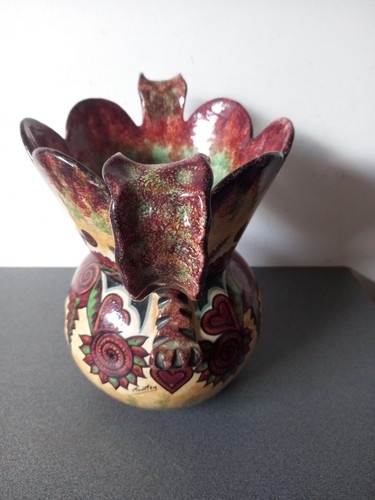 ANCIEN GRAND VASE POT FOUILLEN QUIMPER BRETAGNE Hauteur 30 Cm - Picture 8 of 13