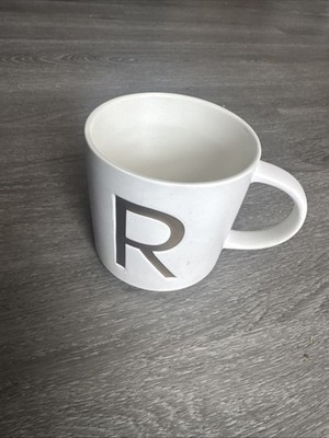 New Modern Expressions -Large Monogram Letter ''R'' Initial Coffee Mug White Gold