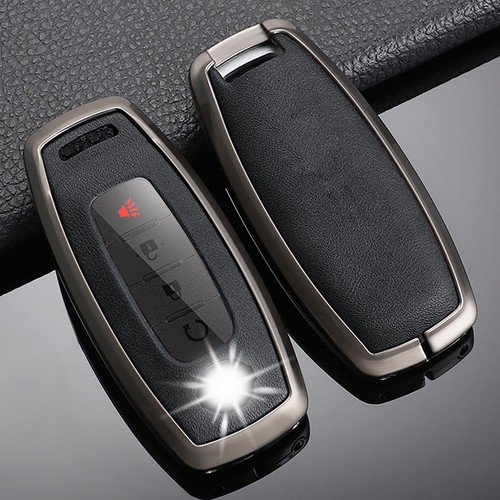 Metal Leather Car Key Fob Case Cover For Nissan Sentra Rogue X-Trail 2023-2025 - Picture 1 of 7