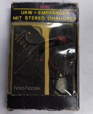Mini UKW Radio Vintage 1980er Novo-Nordisk ungetestet ! mit Original Kopfhörern