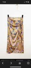 Zara Wrap Midi Skirt Paisley Print Tie Satin Pareo Multicolor Size S New 3120212