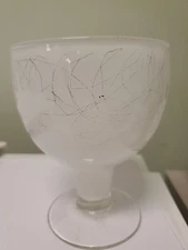 Mid century modern frosted glass w gold spaghetti pattern, 5.25" x 4" dia     5B