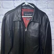 Wilson’s Leather Men’s Medium Black Bomber Jacket Coat Thinsulate Liner Vintage