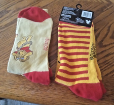 DISNEY Winnie The Pooh Socks Crew Size 9-13 NEW Novelty 2 pair