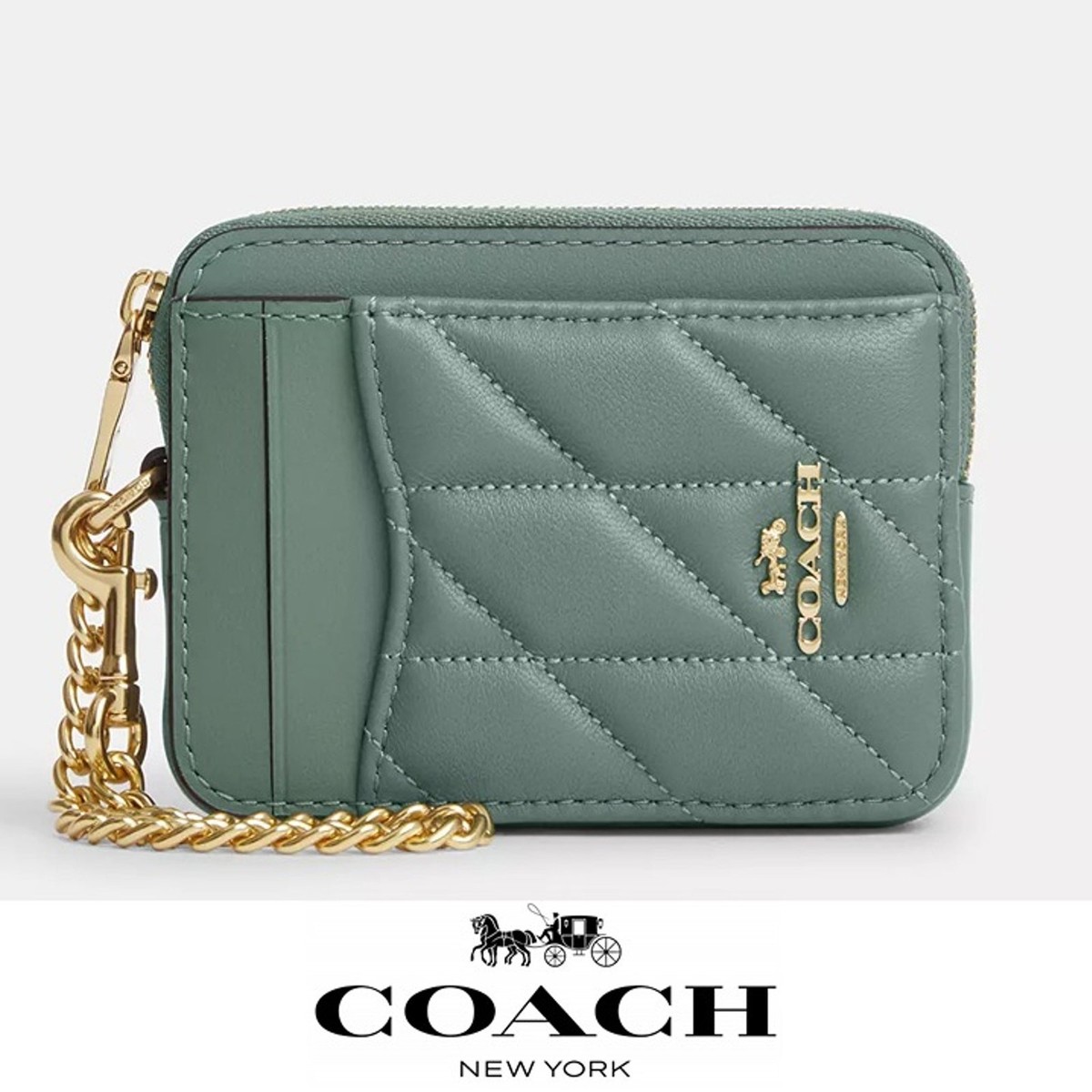 ★Coach★ Small House Around Card Case with Quilting COACH® | Essential Small Zip Around Card Case With Quilting