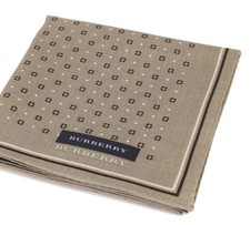 Burberry Handkerchief Cotton Pocket Square 19" x 19" Gift Monogram Beige