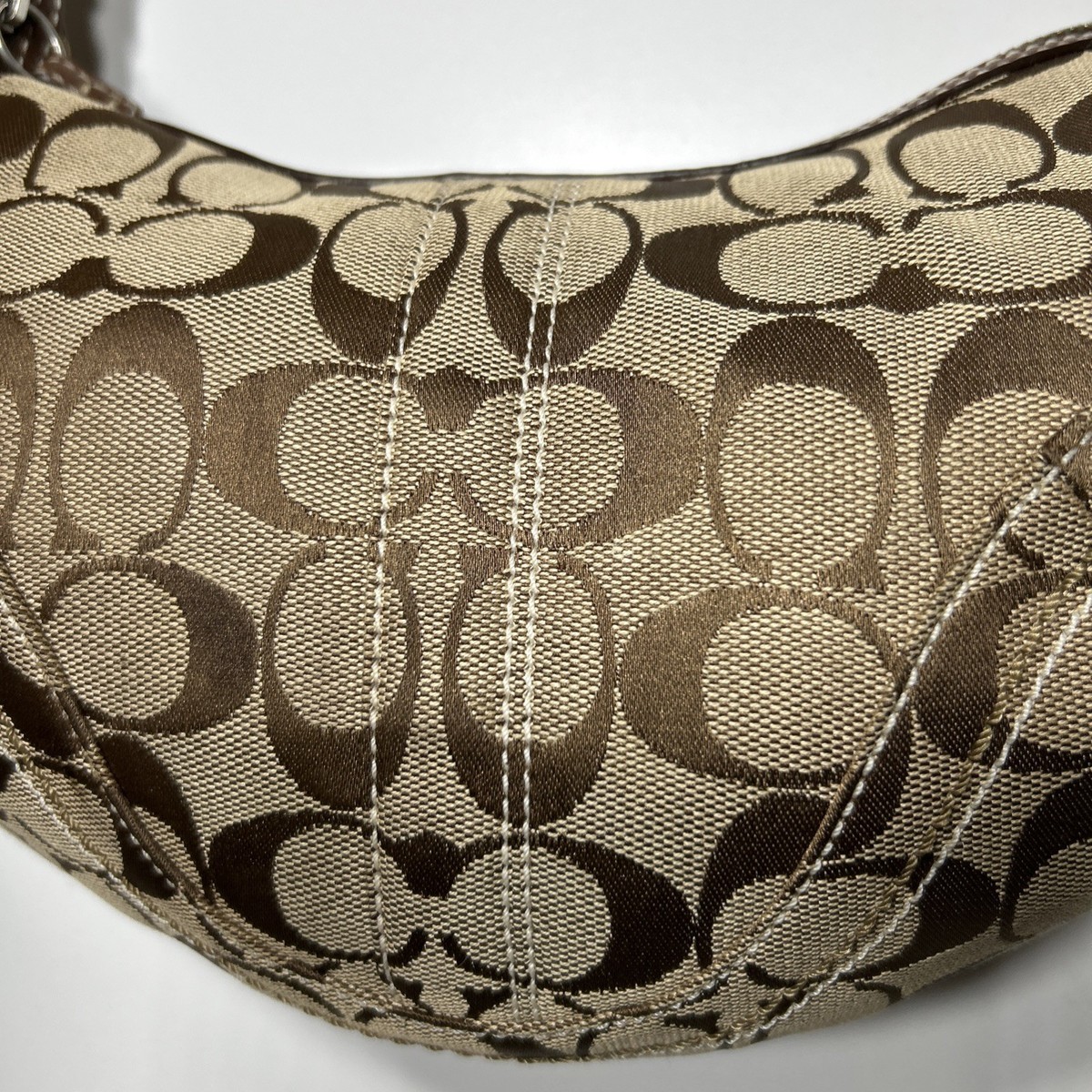 COACH Hobo One Shoulder Half Moon Signature Canvas Leather Bag