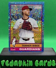Tanner Bibee 2025 Topps Heritage #549 Chrome Light Blue Sparkle Refractor