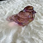Vintage Fenton Pink Iridescent Art Glass Bird Figurine Sparrow Songbird