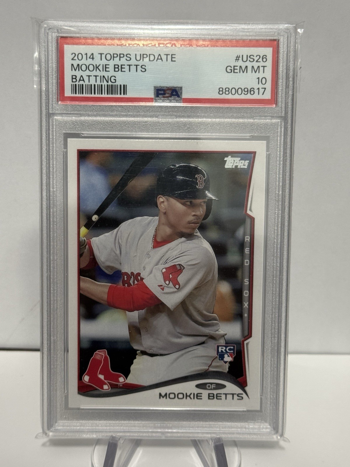 2014 Topps Update #US26 Mookie Betts Batting RC PSA 10 view 1