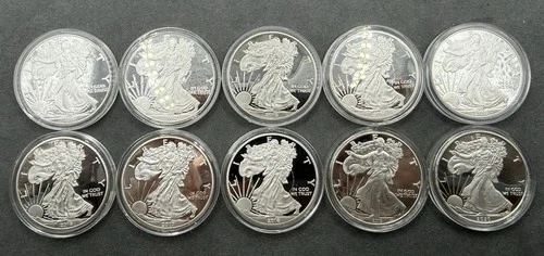 Set of 10 PROOF SILVER AMERICAN EAGLES 2011-2020
