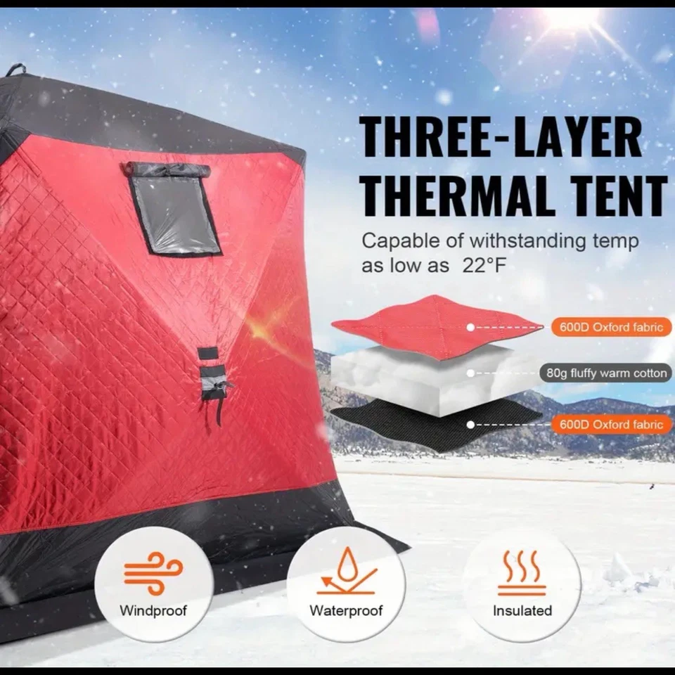 "Refugio de pesca en hielo emergente aislado HappyBuy para 6-8 personas 130""x130""" Foto 2 de 4