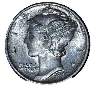 1940 Mercury Dime 90% Silver Strong Bands Trace Mint Luster Philly Coin