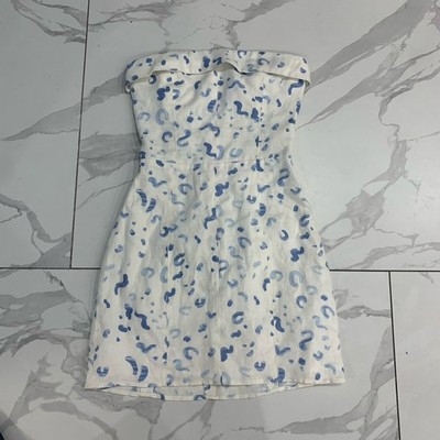 Reformation Madilyn Denim Dress 4 white Blue Stretch Beachy Mini Coquette  Girl | eBay
