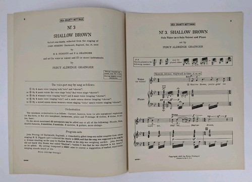 Shallow Brown Percy Grainger Sea Shanty Impostazioni per voce sola e pianoforte - Foto 2 di 4