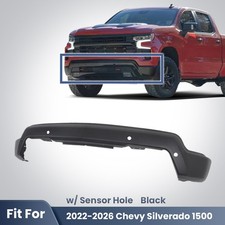 Front Bumper Face Bar For 2022-2026 Chevy Silverado 1500 Black With Sensor Hole