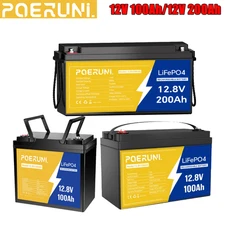 LiFePO4 Lithium Battery 12V 100Ah 200Ah BMS Deep Cycle for Solar Panel RV Campe