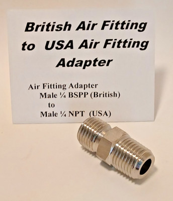 EU Pneumatic Air Fitting Adapter to 1/4'' NTP, SM20 G1/4 Male to 1/4'' NPT Male