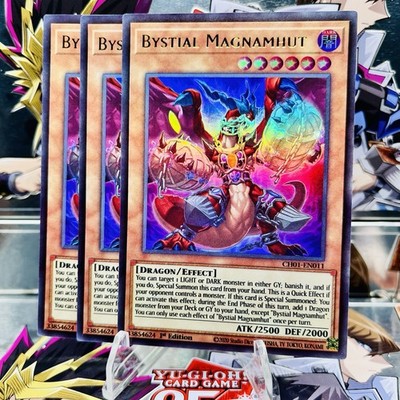 3x Yugioh Playset Bystial Magnamhut CH01-EN011 Ultra Rare 1st Ed Near Mint