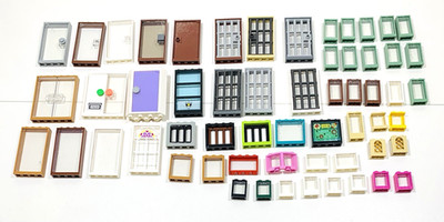 Lego Door Window Wall 58pc Bulk Lot Glass or Bars 1x6x6x 1x4x6 1x4x3 1x2x3 1x2x2