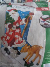 BUCILLA FELT JEWELED TIMELESS ST. NICK STOCKING KIT DEER BUNNY 18" 89309E
