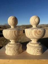 Large Birch Plywood Royalty Finial, 5 1/4”  Diameter. Set Of Two.