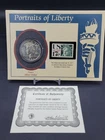 1923 Silver Peace $1 Dollar On Card w/ 17c US Liberty Stamp COA