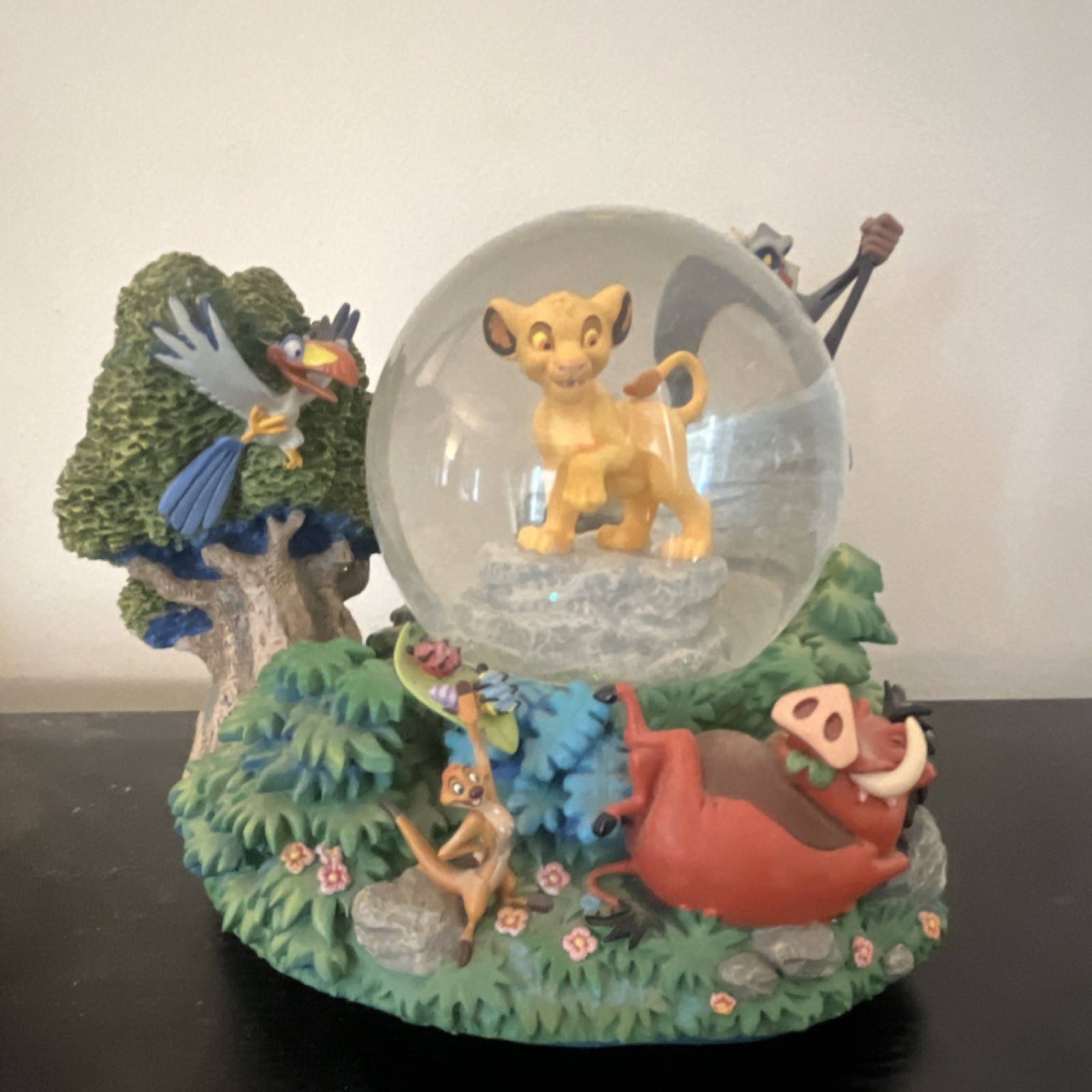 Disney Store Rey León Globo de Nieve Simba Timón Pumba Rafiki Zazu 1994