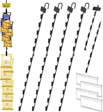 4 Pack Hanging Merchandise Strips with Clips Chip Display Rack Potato Bag Holder