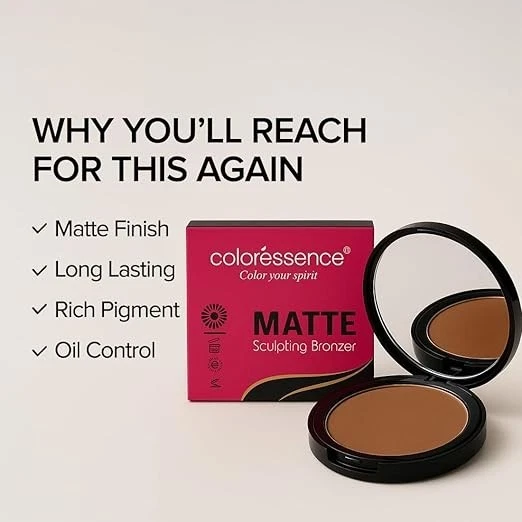 COLORESSENCE Matte Bronzer Contour Powder Natural Highlighter for Face Sculpting - Image 3 of 4