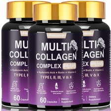 3x Multi Collagen I,II,III,V,X Vitamin C, Biotin for Healthy Skin/Nails 180caps