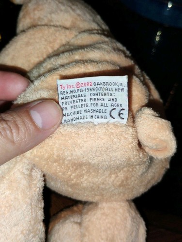 "Sacacorchos Ty Pluffies Peach Pig bolsa de frijoles peluche Lovey Tylux 10"" 2002 (G" - Imagen 3 de 4