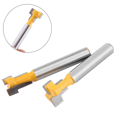 2Pcs Yellow Efficient T slot Trimmer Bit Set for Woodworking Cutter