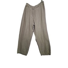 Eileen Fisher Linen Blend Straight Leg Pants Womens L Beige Minimalist Comfort