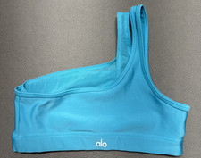 ALO Yoga Airlift One Shoulder Bra Size M/L Blue Tennis Pickleball Workout Sports