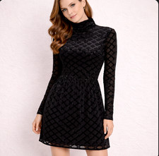 NWT Tuckernuck Velvet Holiday Burnout Turtleneck Rowan Dress Small Black