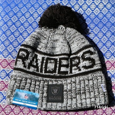 2025 NFL Sideline Collection Las Vegas Raiders New Era Knit Beanie Hat Pom