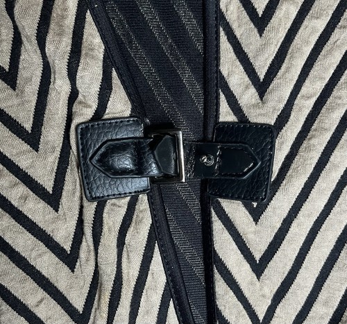 IC By Connie K Cape Jacke L hellbraun schwarz Art To Wear Chevron gestreift Lagenlook USA - Bild 11 von 11