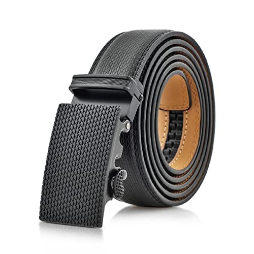 Marino Mens Genuine Leather Ratchet Dress Belt With Automatic Buckle, Trim  to
