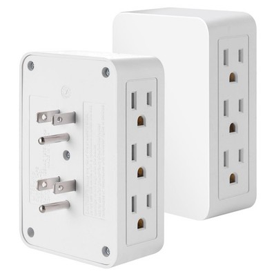6 Outlet Wall Adapter, UL Listed 3-Prong Grounded Outlet to The Side, Wall Pl...
