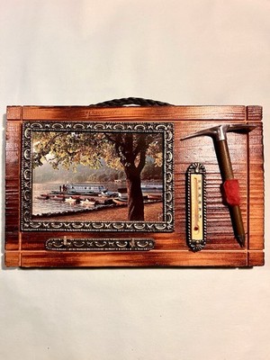 Vintage Wandorganizer aus Holz, Schlüsselhalter mit Bilderrahmen, alpiner Stil