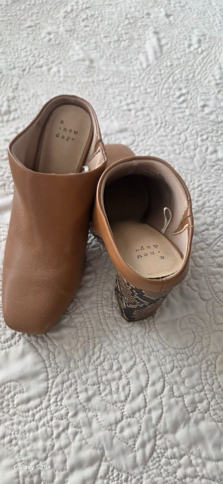 Clothing, Shoes and Accessories   Women's 6.5M Shoes Brown Snake block heel